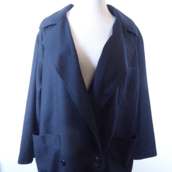 Alan Austin Vintage navy 100% wool jacket unstructured i44 L. Beverly Hills - Picture 1 of 5